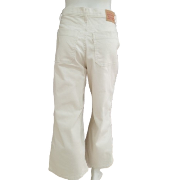 LEVIS Mile High Wide Leg, Crop Pant Button Fly, Off White, Stretch, Womens 32 - Picture 3 of 9